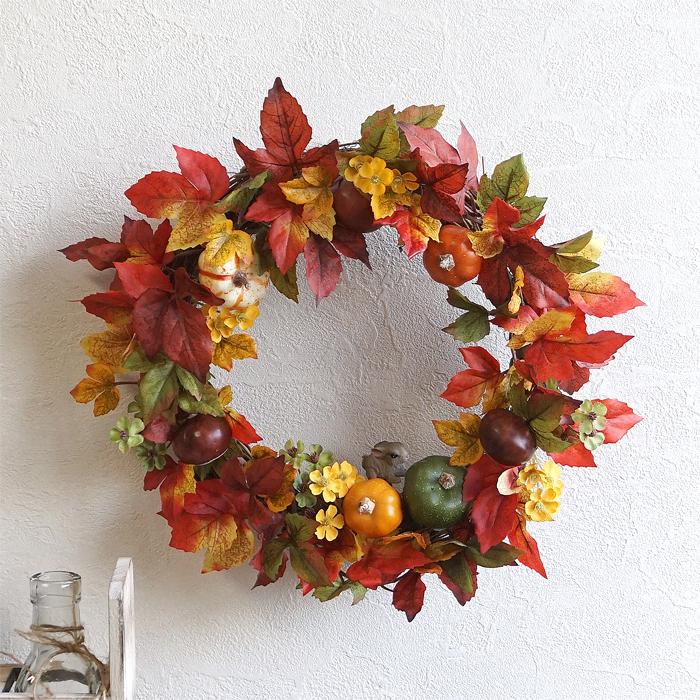 造花 うさぎと木の実の秋の彩リース 直径約28cm Fall Wreath5 リポーズジョイ 通販 Yahoo ショッピング