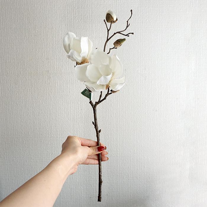 造花 マグノリアミディ 1本 モクレン 白 ホワイト 和風 春 インテリア