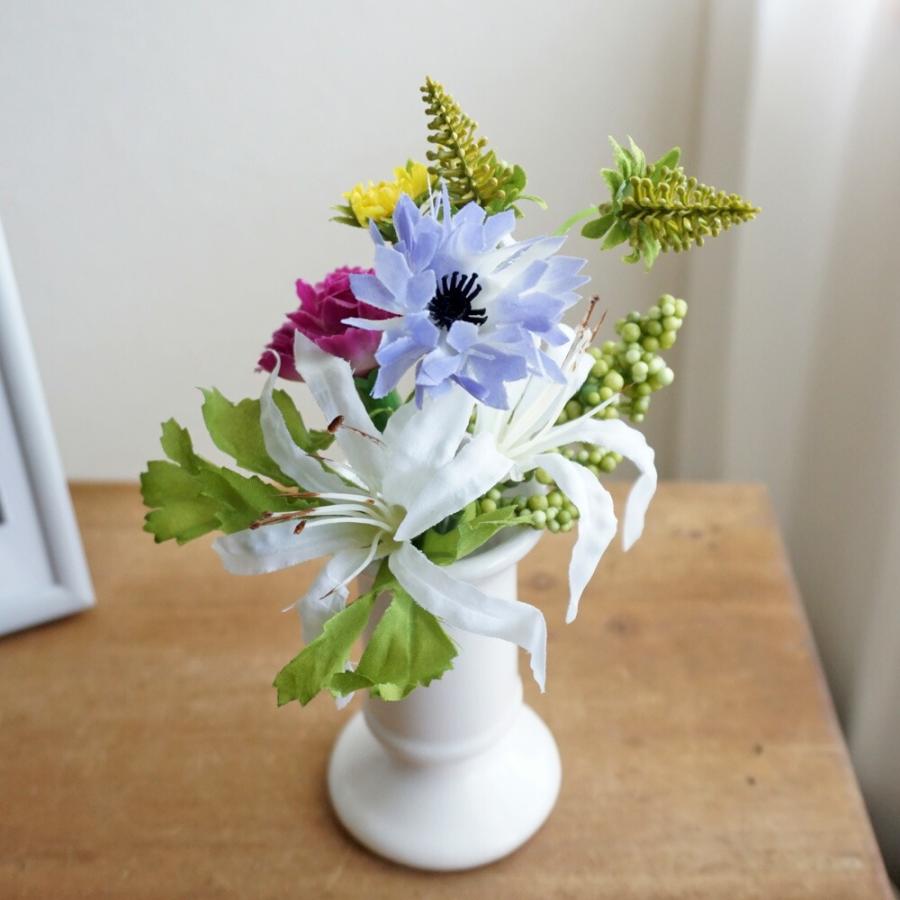 仏花 造花 小さなお供え花S ネリネ 仏壇 手元供養 供花 高さ17.5cm