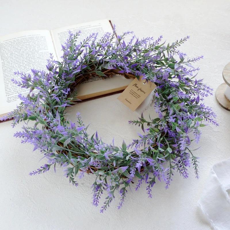 造花 ラベンダー リース M スモーキーカラー インテリア パープル