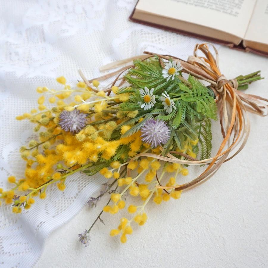 春のナチュラルスワッグ　ミモザ スワッグ ミモザ 完成品 送料無料 ミモザスワッグ 春スワッグ