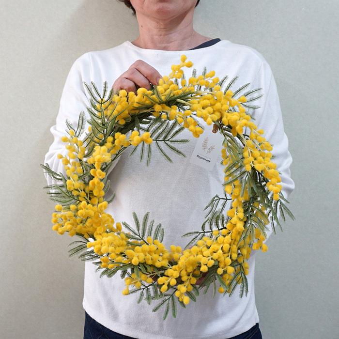 造花 ミモザリース Lサイズ 直径約35cm 1個 春 壁掛け Mimosawreath2 リポーズジョイ 通販 Yahoo ショッピング