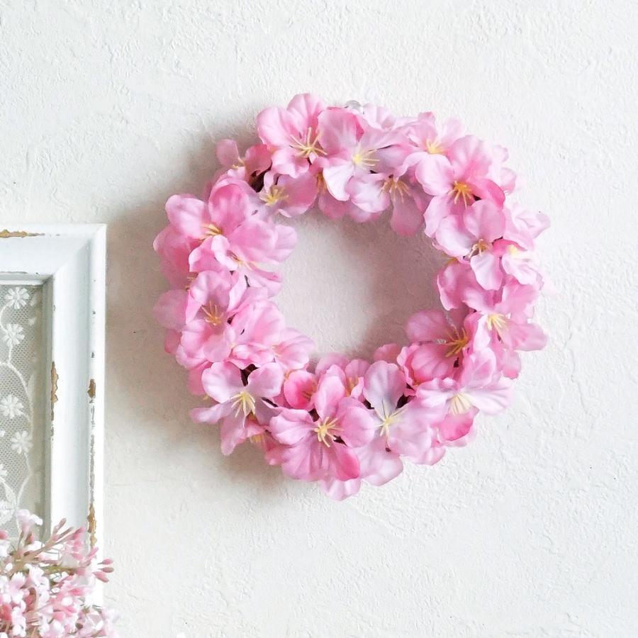 小さな桜のリース　フラワーリース　造花　ピンクリース 小さな桜のリース フラワーリース 造花 ピンクリース