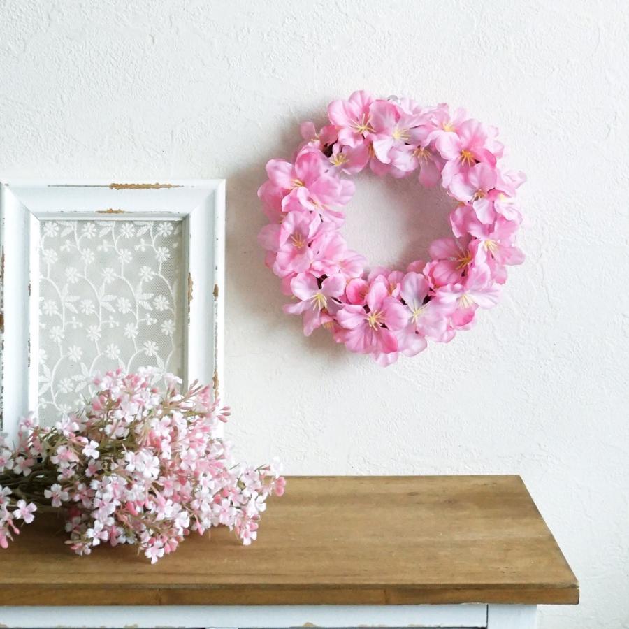 小さな桜のリース フラワーリース 造花 ピンクリース 桜造花 インテリア