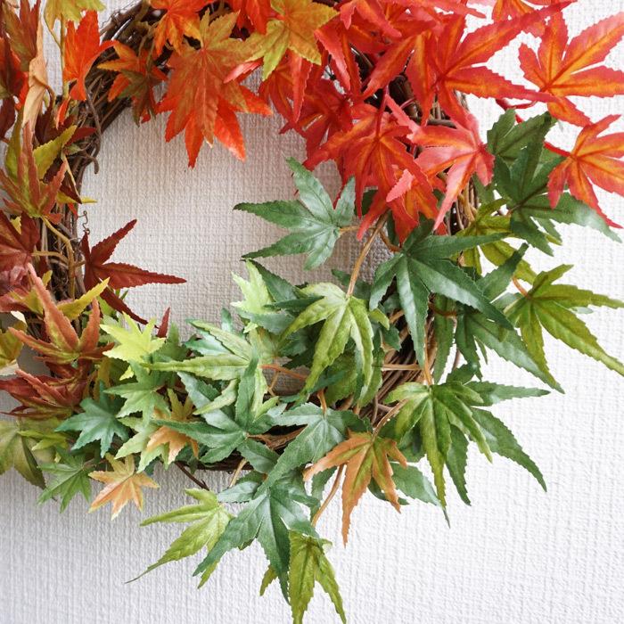 リース 造花 紅葉 Mサイズ インテリア 飾り 壁掛け 壁飾り 秋 モミジ