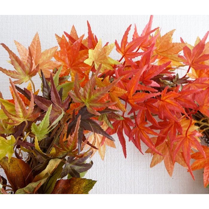 リース 造花 紅葉 Lサイズ インテリア 飾り 壁掛け 壁飾り 秋 モミジ