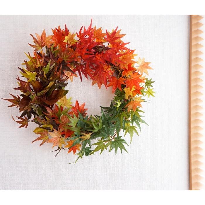 リース 造花 紅葉 Lサイズ インテリア 飾り 壁掛け 壁飾り 秋 モミジ