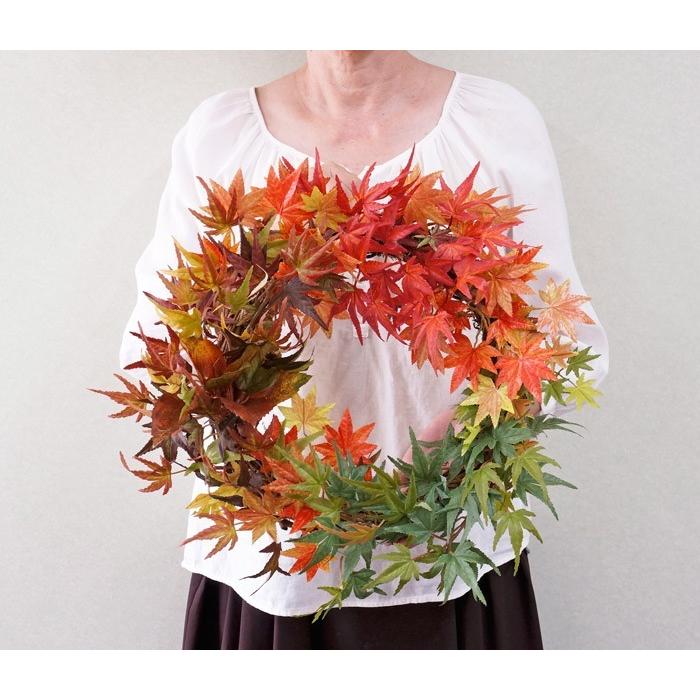 リース 造花 紅葉 Lサイズ インテリア 飾り 壁掛け 壁飾り 秋 モミジ