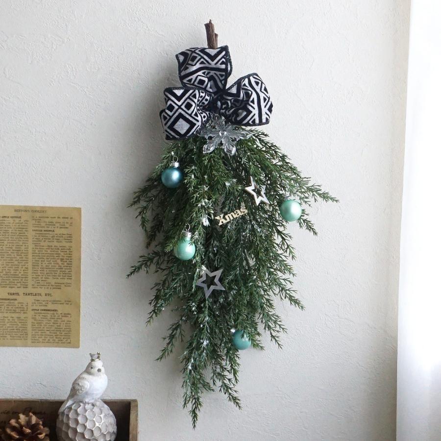 造花 ブラックリボンのクリスマススワッグ 1個 インテリア 飾り