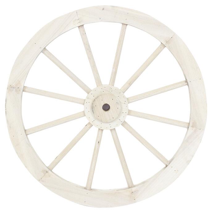 ウッドホイールL ホワイト ガーデニング雑貨 車輪 飾り オブジェ