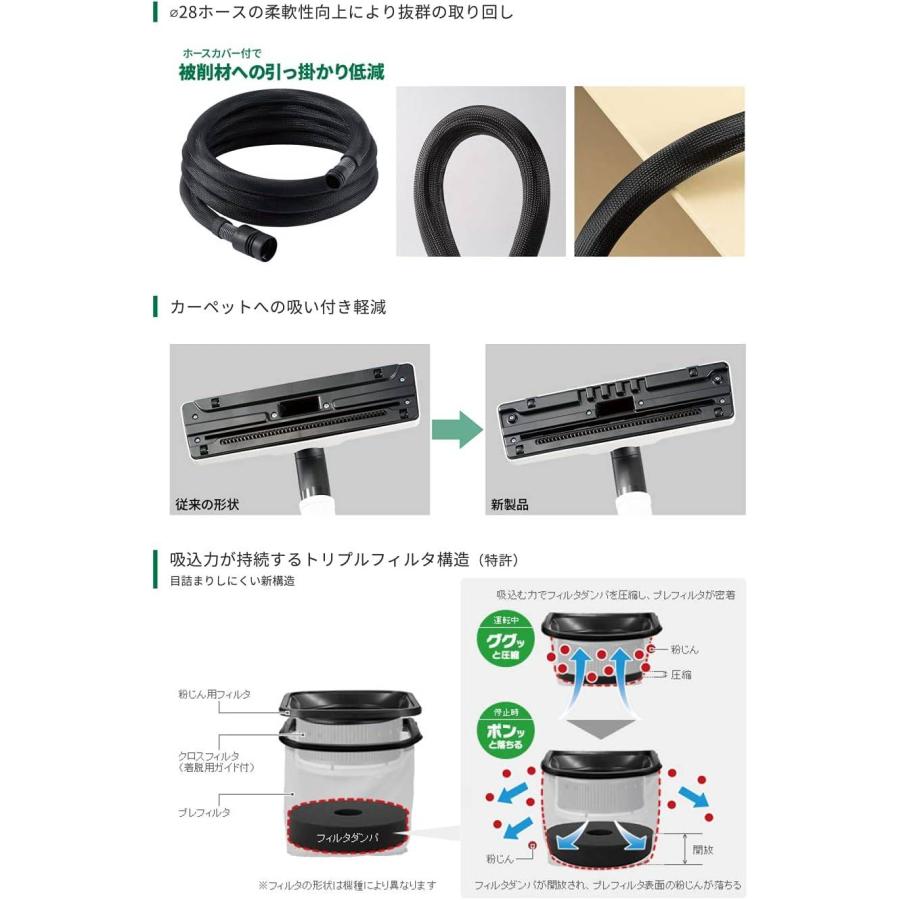 HiKOKI ハイコーキ 旧日立工機 電動工具用集じん機 粉じん専用 集じん容量25L 電動工具接続可 タンク形状変更 お掃除セット付き RP250YD(L) |  | 02