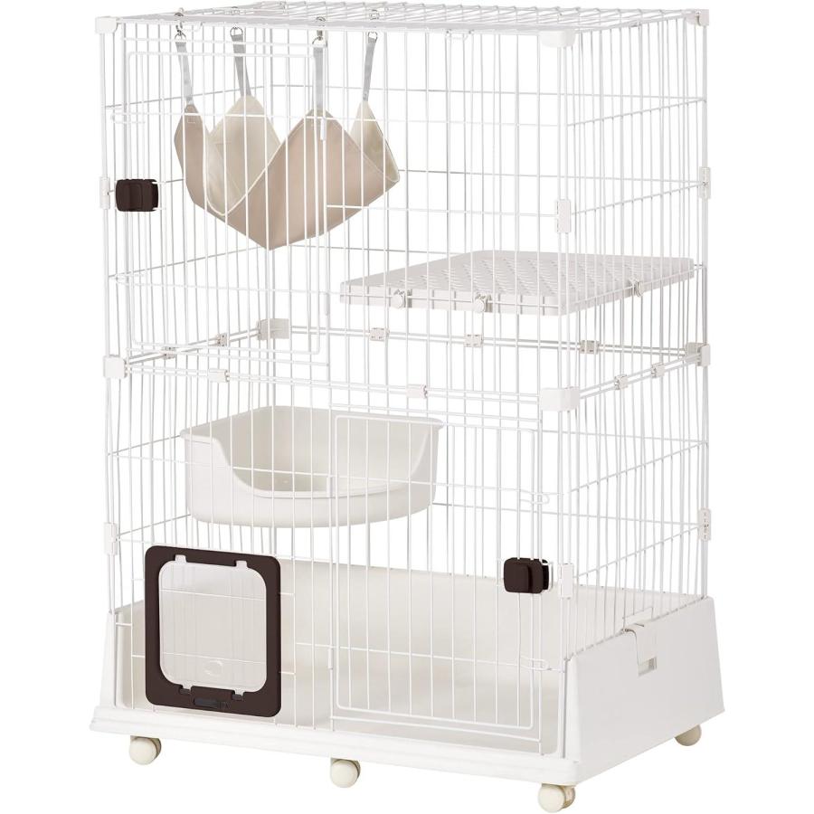 美品✩.*Purlove キャットケージ ハンモック付き Amazon.co.jp: Purlove 猫 ケージ キャットケージ 2段 木製フレーム 猫