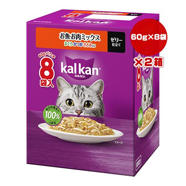 カルカン お魚・お肉ミックス まぐろ・かつお・ささみ入り 60g×8袋