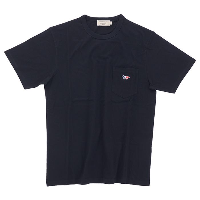 MAISON KITSUNE メゾンキツネ TRICOLOR FOX PATCH POCKET T-SHIRT FM00120KJ 0010 Tシャツ 半袖 ブラック 黒メール便｜republic｜02