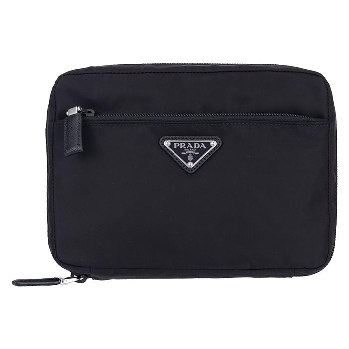 Prada プラダ Necessaire In Tessuto Pelle 2naf0002 メンズ レディース ポーチ 小物入れ クラッチバッグ ブラック 黒 ロゴ ユニセックス 男女兼用 ギフト Www News Gov Mv