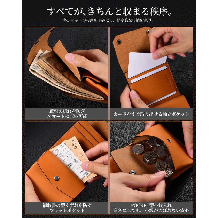 財布 メンズ 三つ折り 本革 プエブロレザー ミニ財布 コンパクト