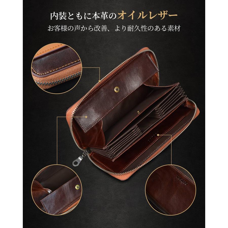 財布 メンズ 長財布 本革 栃木レザー バイカラー 大容量 YKKファスナー 縦型カード収納 小銭入れ付き 薄型 軽量 高級感 ビジネス  ギフト プレゼント |  | 07