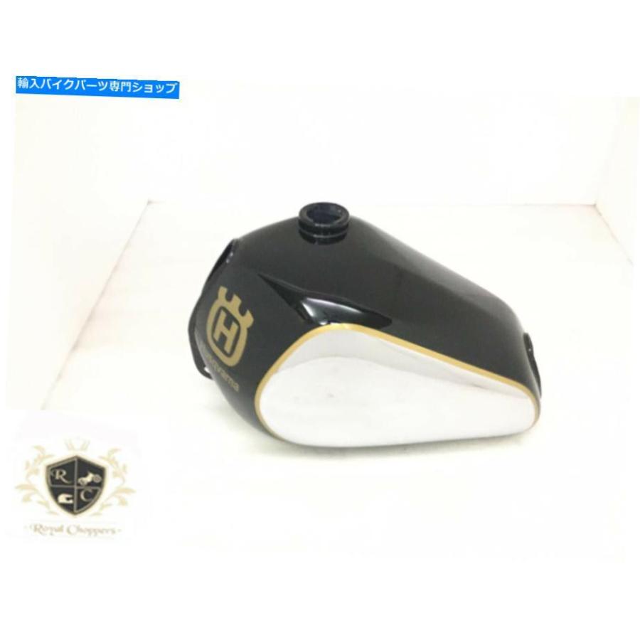 Gas Tank Husqvarna燃料ガソリンクロム＆ブラック塗装スチール製タンク