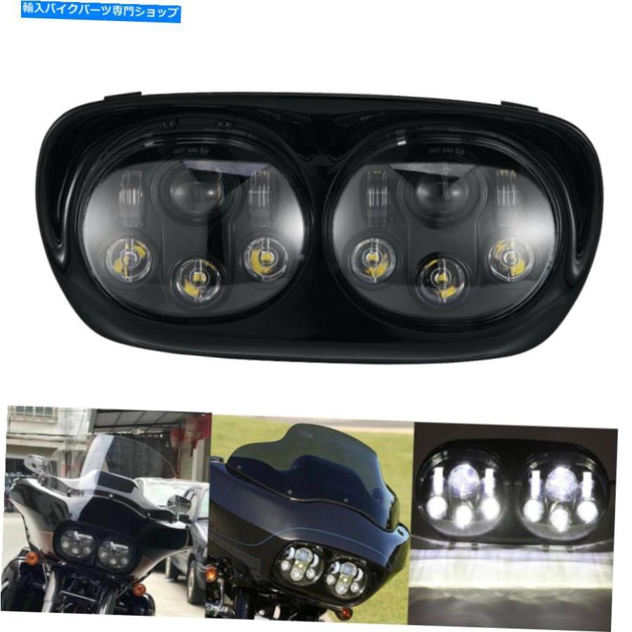 ヘッドライト Harley-Davidson Road Glide Fltr 2008ブラックのためのプロジェクターデュアルLEDヘッドライト Projector Dual LED Headlight for Harl