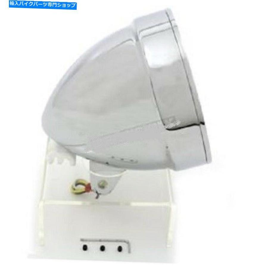ヘッドライト LEDヘッドライトアセンブリクローム5 3/4インチボトムマウントハーレットFXST 331014 LED Headlight Assembly Chrome 5 3/4 inch Bottomの画像