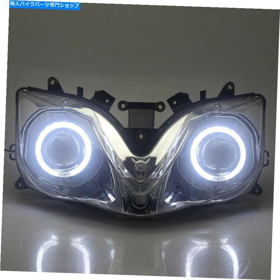 ヘッドライト ホワイトエンジェルアイの完全に組み立てられたプロジェクターヘッドライトはホンダCBR 600 F4I 01-07 White Angel Eye Fully Assembledの画像