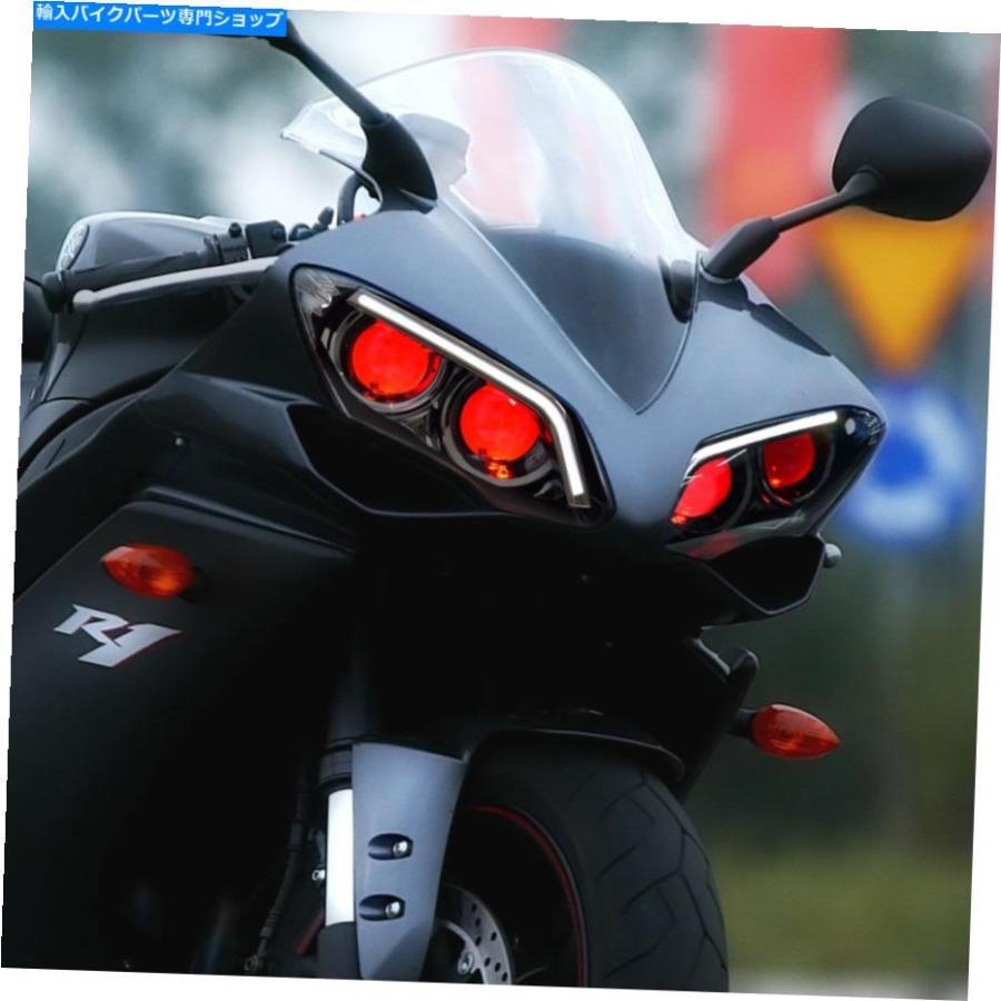 ヘッドライト ヤマハYZF R1 2007-2008 V2赤のキトLEDヘッドライト KT