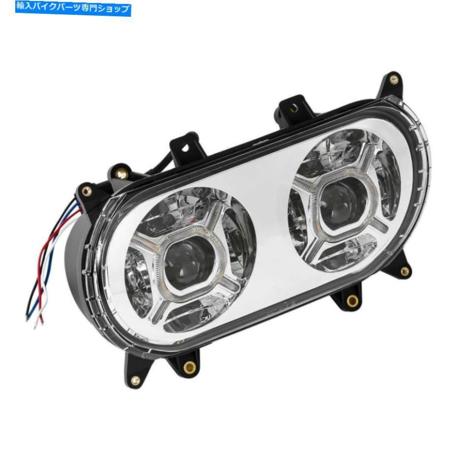 前照灯 ドットクロームデュアルLEDヘッドライトランプフィットハーレーロードグライド2019 2019 2019 2019 DOT Chrome Dual LED Headlight Lamp その他ライト-自動車