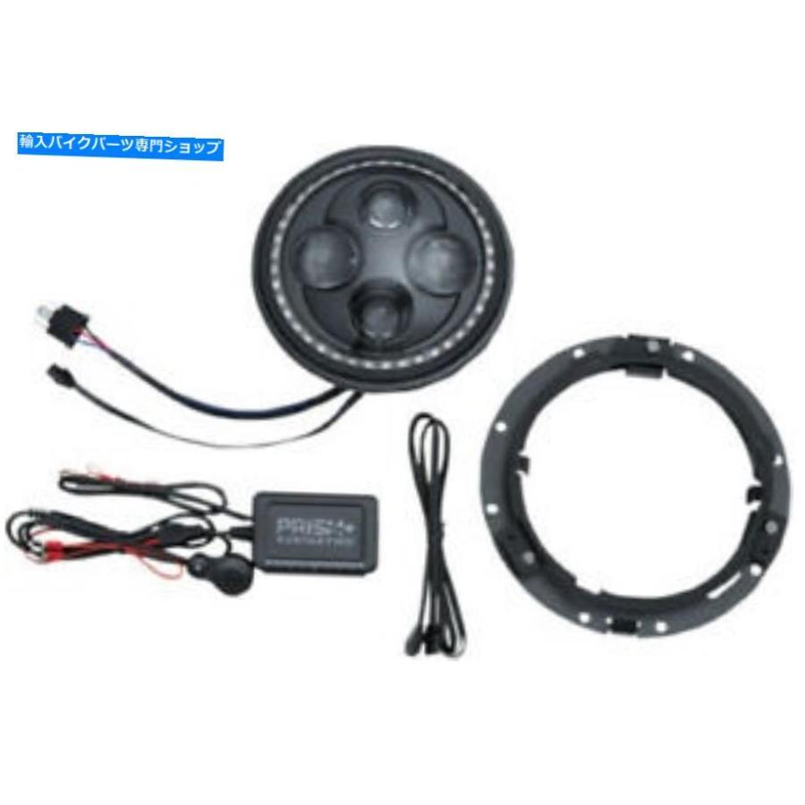 ヘッドライト クレアキンブラック軌道プリズム+ 7インチLEDヘッドライトW / Bluetooth Halo 2478 Kuryakyn Black Orbit Prism+ 7in LED Headlight w/