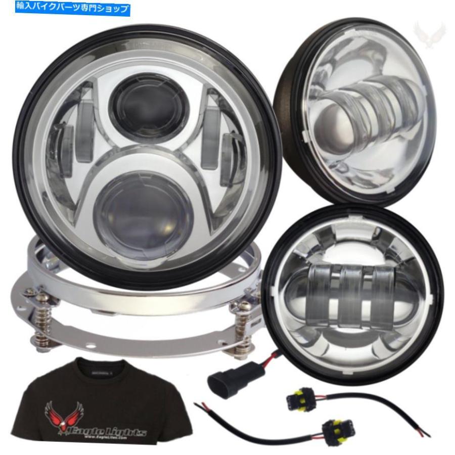 ヘッドライト Eagle Lights Chrome 7 \"G2 LEDヘッドライトW /スポットライトキット2013年＆旧ハーレー Eagle Lights Chrome 7\" G2 LED Headlight w/ S