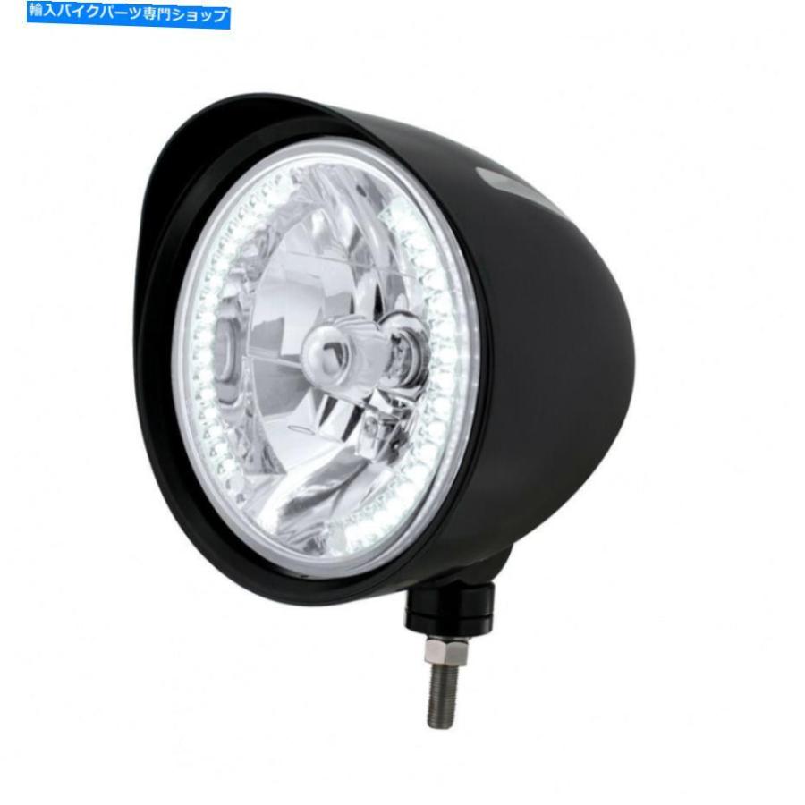 ヘッドライト ブラック「ビレット」スタイルの溝のヘッドライト - 34白LEDクリスタルハロゲン Black “BILLET” Style Groove Headlight with Visor -