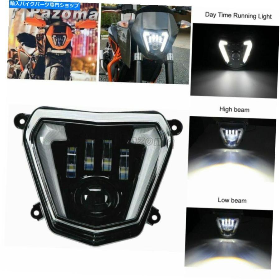 ヘッドライト ブラックLEDヘッドライトキットDRLランプの交換13-17 690R 12-19 690 Dirt Bike Black LED Headlight Kit DRL Lamp Replacement For 13-の画像