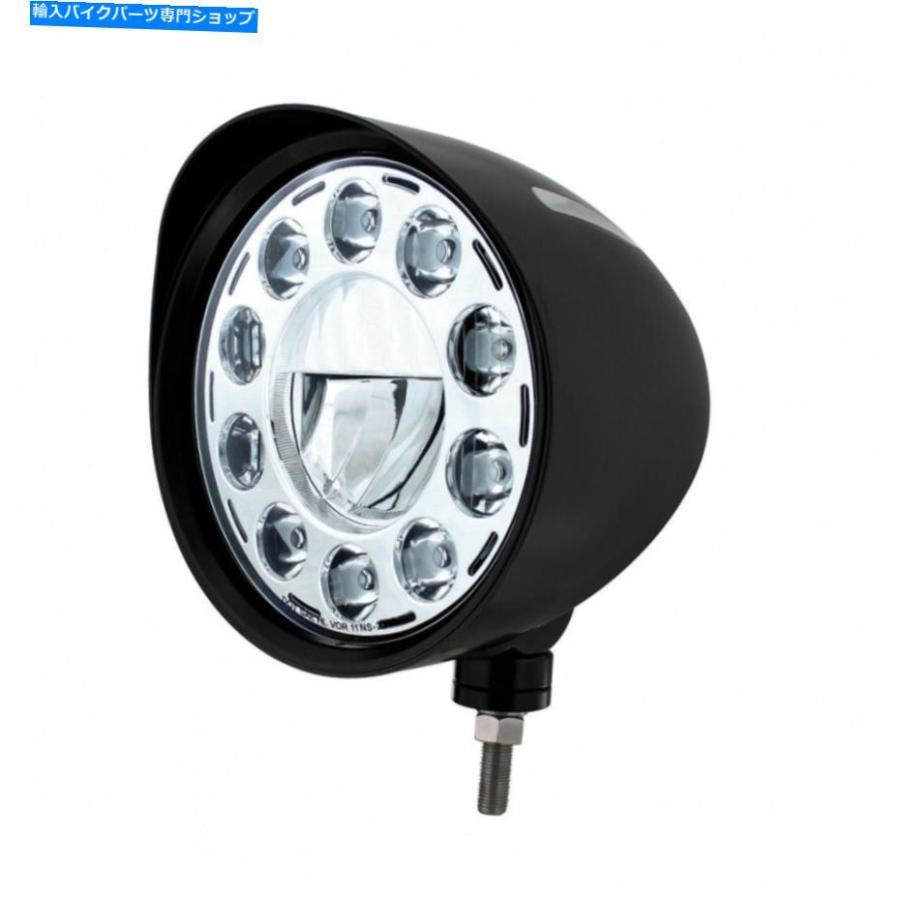前照灯 黒いこと「ビレット」表現スタイルの溝の前照灯 - 水晶クローム11 LED白熱電球 Black “BILLET” Style Groove Headlight with Viso ライト、レンズ-その他ライト