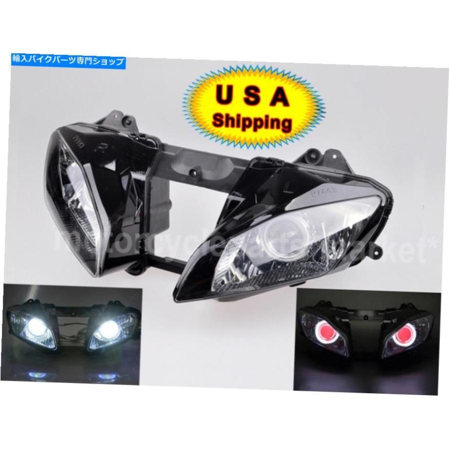 ヘッドライト ヤマハYZF R6 2008-2015のための米国の悪魔の天使の目HIDプロジェクターのヘッドライトアセンブリ US Demon Angel Eyes HID Projector Hの画像