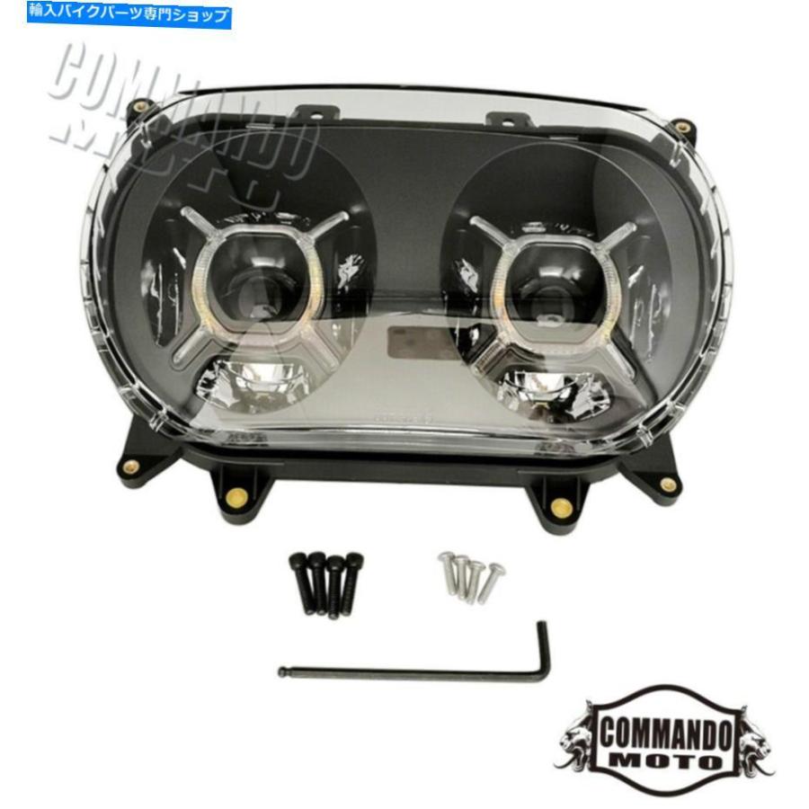 前照灯 ハーレーロードグライドLED前照灯DRLの太陽光線ランニングライトアセンブリ2015-20 For Harley Road Glide LED Headlight DRL Dayligh 車、バイク、自転車-ライト、レンズ-その他ライト