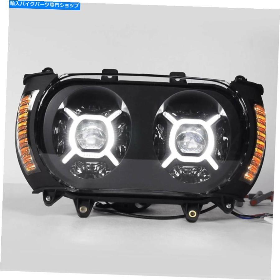 ヘッドライト ハーレーロードグライド2015-2020 19のための前部LEDデュアルヘッドライトW /サイドマーカーライト Front LED Dual Headlight w/ Side M