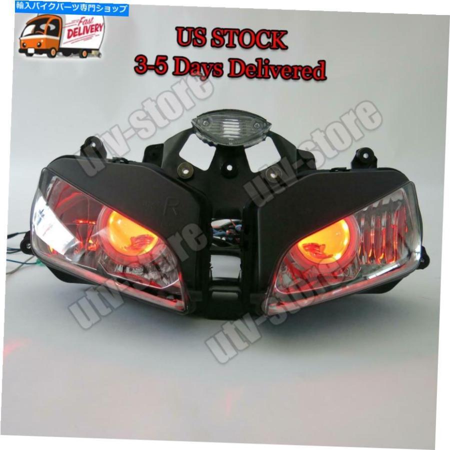 ヘッドライト MFフロントヘッドライトレッドエンジェルアイフィットホンダ2003-2006 CBR600RR F5 A004 MF Front Headlight Red Angel Eye Fit for Hon