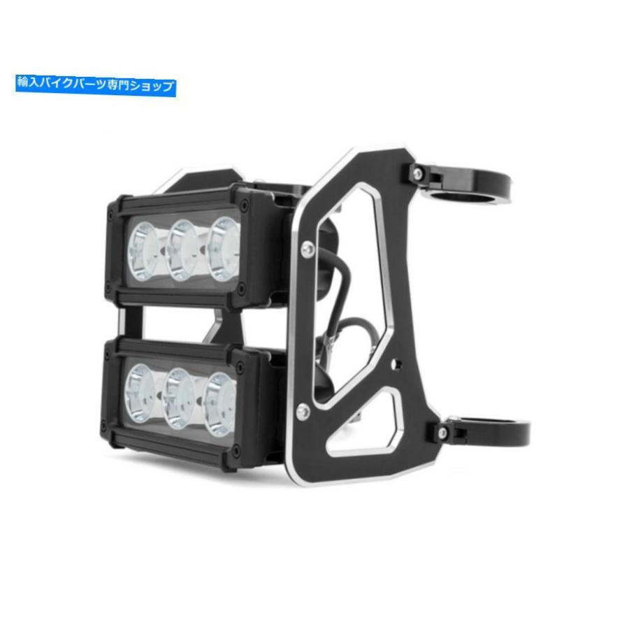 ヘッドライト オートバイのヘッドライトLEDライトバーデュアルスタックストリートファイター - 52-53mmフォーク Motorcycle Headlight LED Light Barの画像