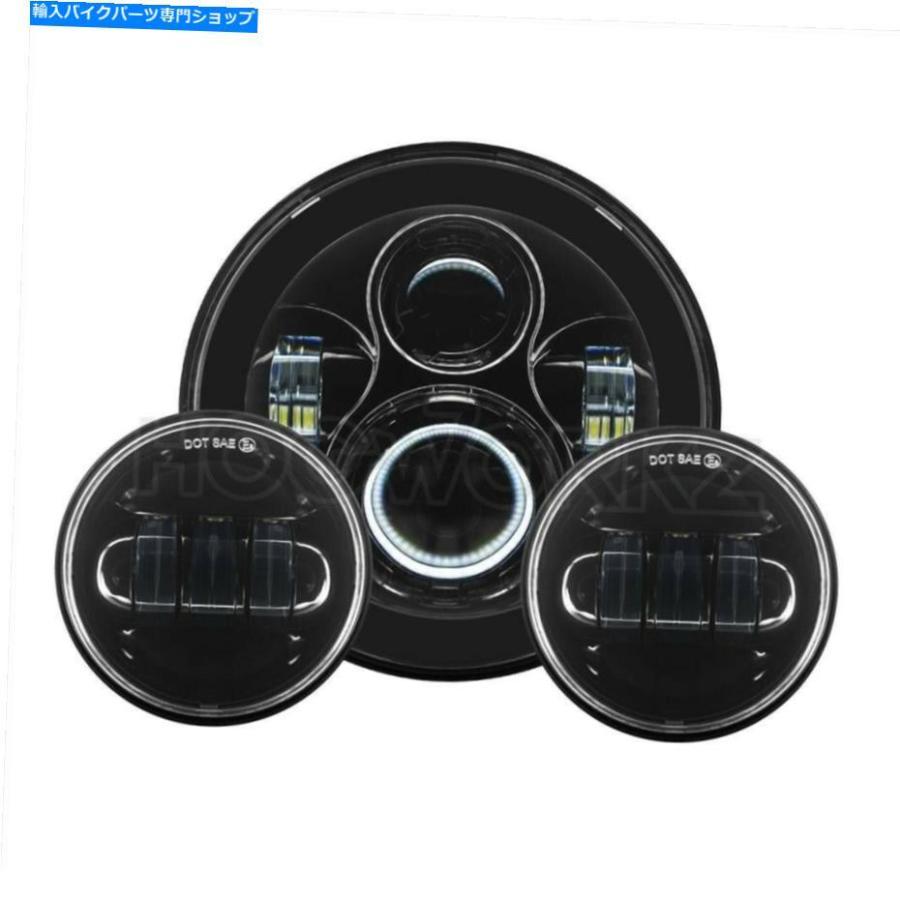 ヘッドライト Hogworkz Blackout 7 \"LEDハーレーデイメーカースタイルヘッドライトW /補助通過LA Hogworkz Blackout 7\"" LED Harley Daymaker Style He"