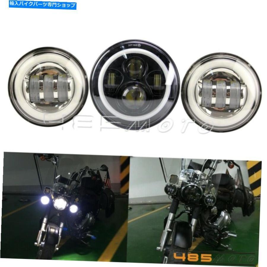 ヘッドライト 7 ledヘッドライトハイ/ LO + 2ピース4.5ハーリーツーリンググライドのための60Wフォグライト 7 in LED Headlight Hi/Lo + 2Pcs 4.5 in