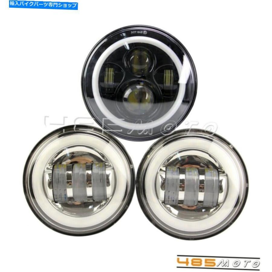 ヘッドライト 7 ledヘッドライトハイ/ LO + 2ピース4.5ハーリーツーリンググライドのための60Wフォグライト 7 in LED Headlight Hi/Lo + 2Pcs 4.5 in_1
