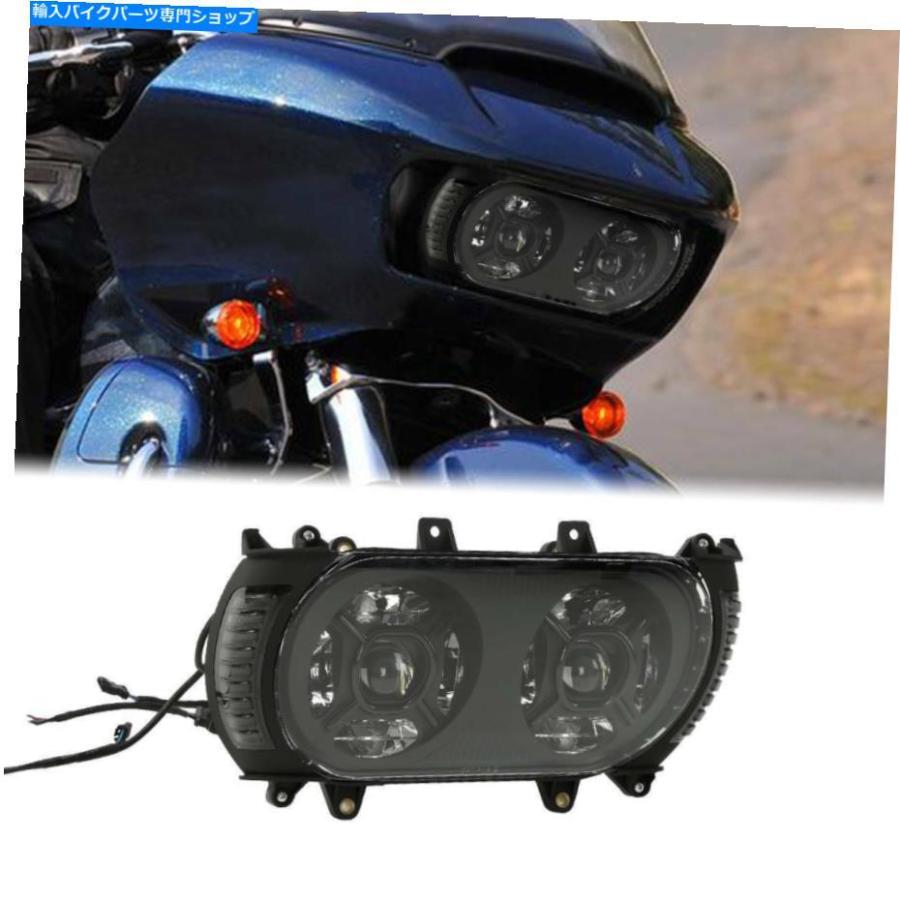 ヘッドライト デュアルLEDヘッドライトサイドマーカーターン信号フィットハーレーロードグライド2015-2019 Dual LED Headlight Side Marker Turn Sign