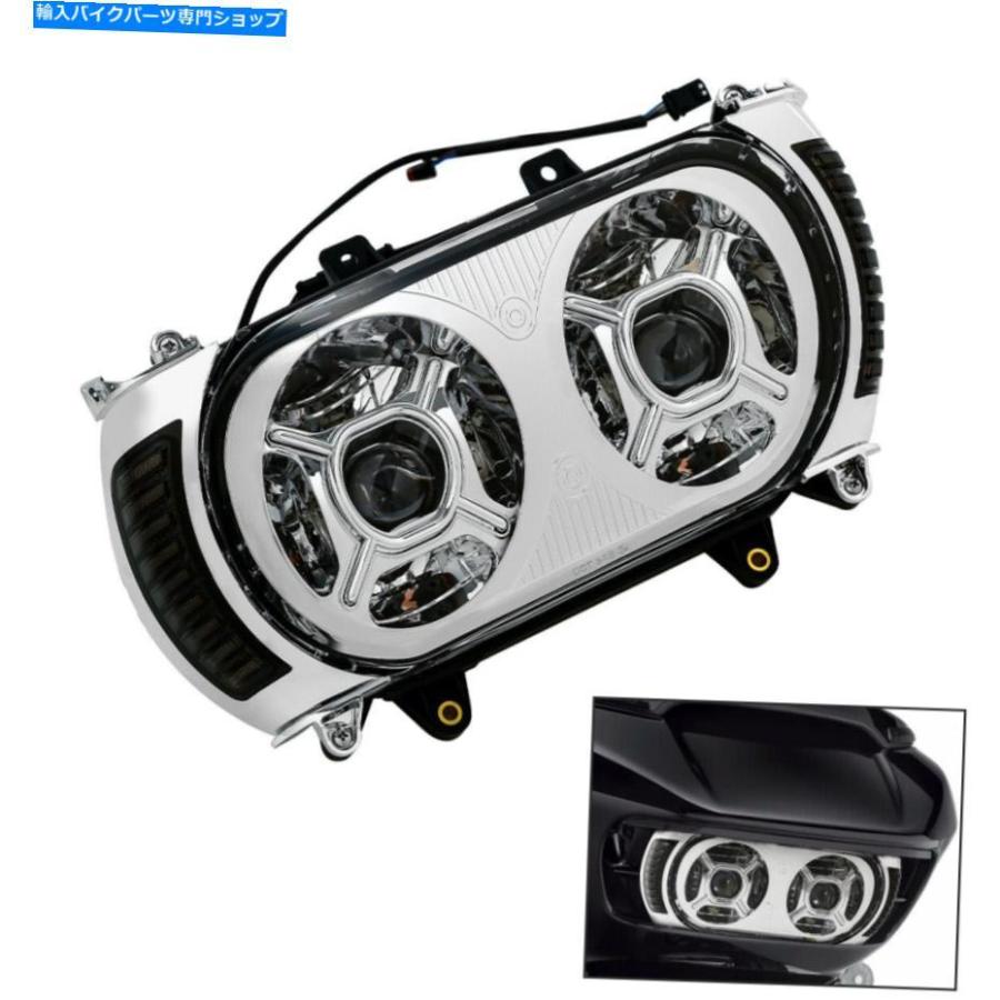 ヘッドライト LEDデュアルヘッドライトターンシグナルライトフィットハーレーツーリングロードグライド2015-2019 LED Dual Headlight Turn Signal ligの画像