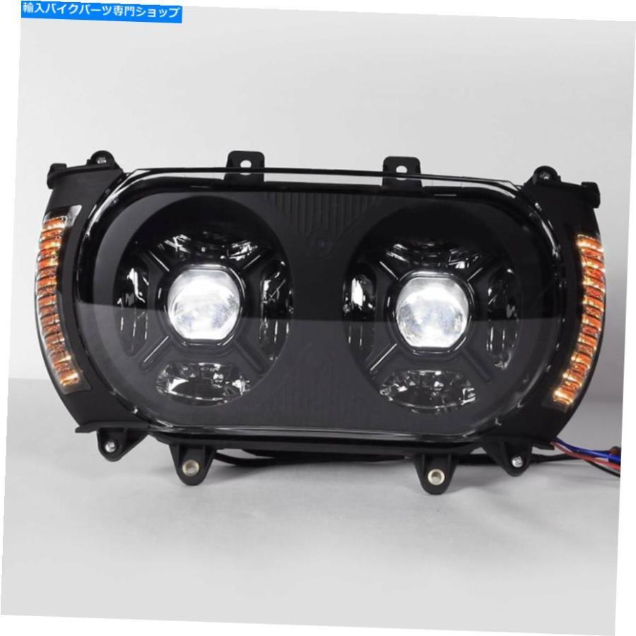 ヘッドライト ハーレーロードグライドウルトラフラスト15-19のためのデュアルLEDヘッドライトサイドマーカーライトフィット Dual LED Headlight Side
