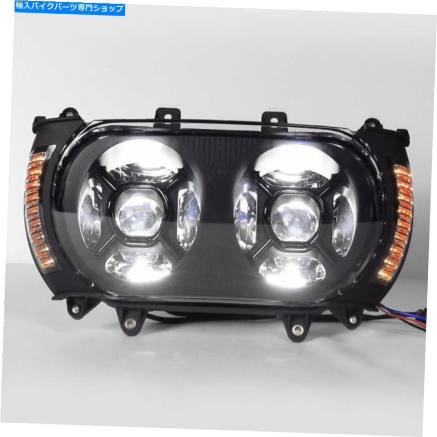 ヘッドライト ハーレーロードグライドウルトラフラスト15-19のためのデュアルLEDヘッドライトサイドマーカーライトフィット Dual LED Headlight Side_1