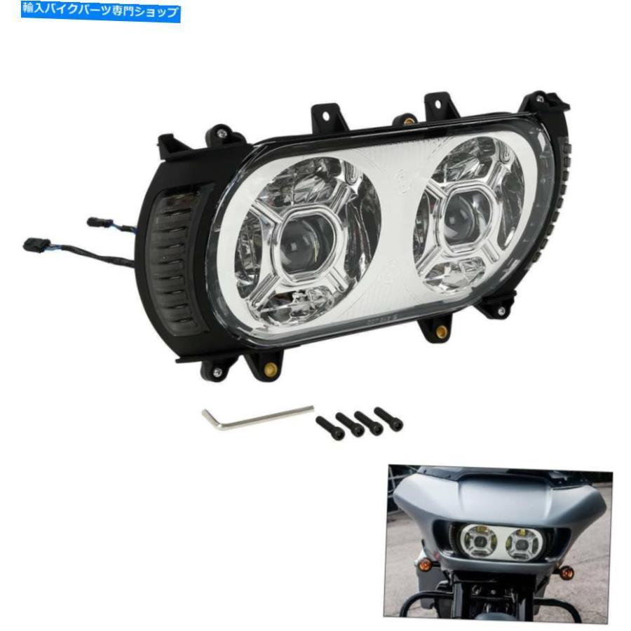 ヘッドライト ハーレーツーリングロードグライド2015-2019のためのフロントLEDヘッドライトW /サイドライトフィット Front LED Headlight W/ Side Lig