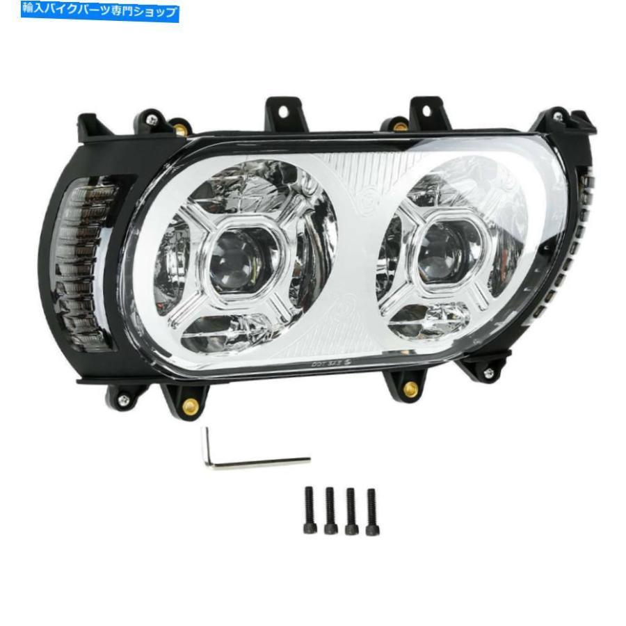 ヘッドライト ハーレーツーリングロードグライド2015-2019のためのフロントLEDヘッドライトW /サイドライトフィット Front LED Headlight W/ Side Lig_2