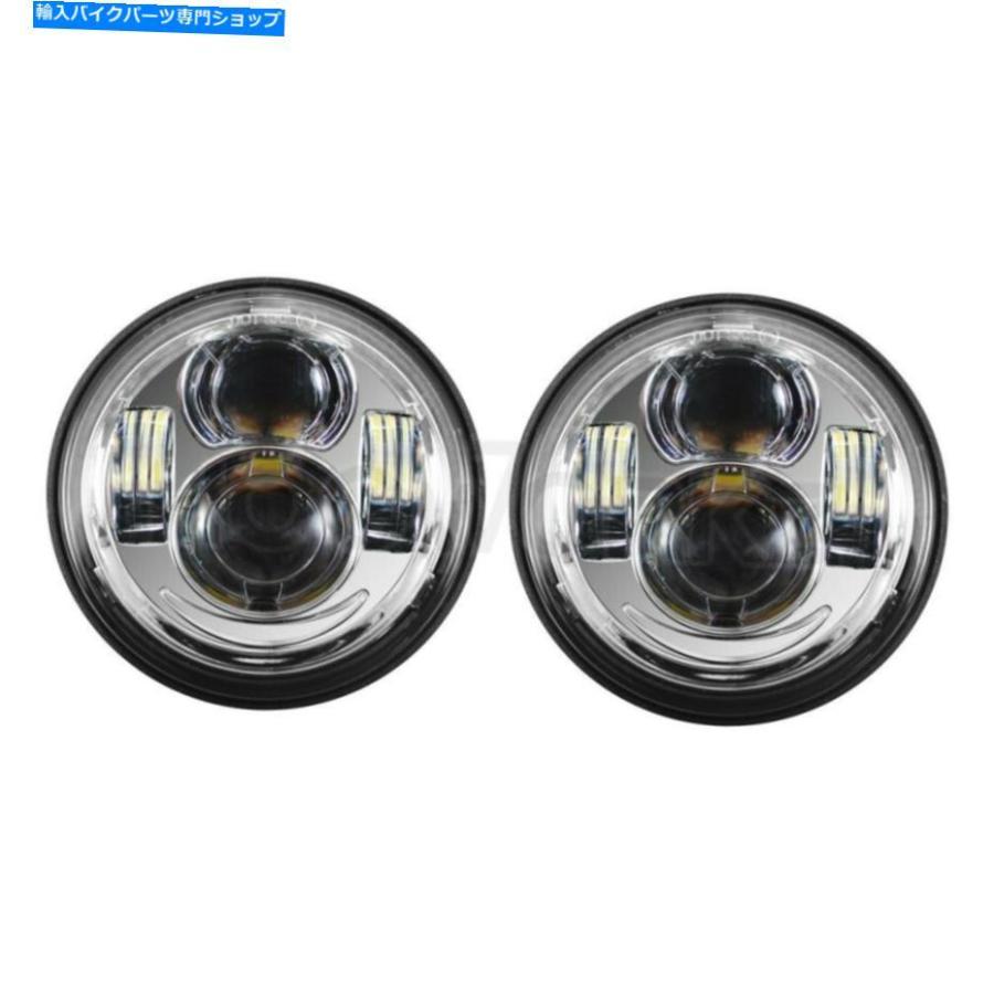ヘッドライト HOGWORKZ 4.65 \"Chrome Led DayMaker Style Headlights for Harley Dyna Fat Bob Hogworkz 4.65\" Chrome LED Daymaker Style Headlights