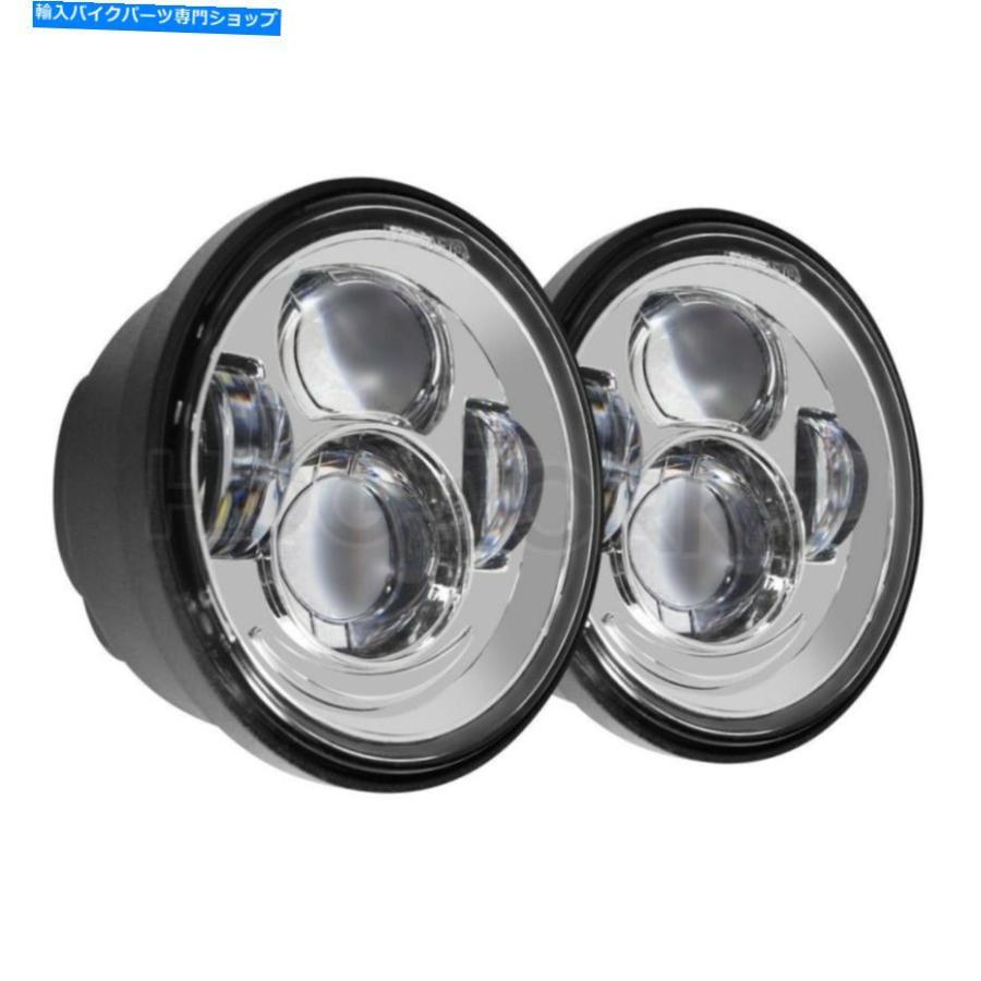 ヘッドライト HOGWORKZ 4.65 \"Chrome Led DayMaker Style Headlights for Harley Dyna Fat Bob Hogworkz 4.65\" Chrome LED Daymaker Style Headlightsの画像