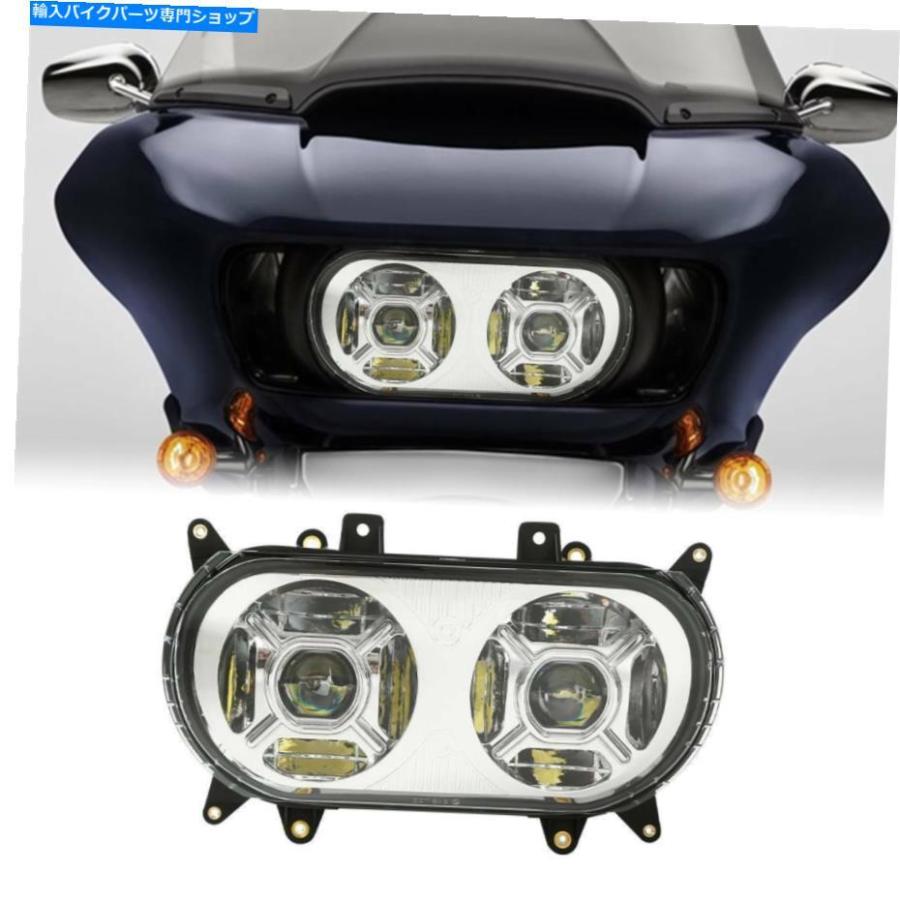 ヘッドライト ハーレーロードグライドFltrx 2015-2020のためのLEDデュアルヘッドライトヘッドランププロジェクターフィット LED Dual Headlight Headl