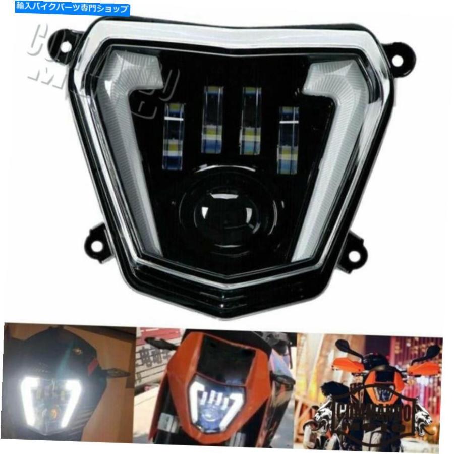 ヘッドライト 汚れ自転車LEDヘッドライトヘッドランプ天使の目w / drl 690 2012-2019 690R 13-17 Dirt Bike LED Headlight Headlamp Angel Eyes w/ DRの画像